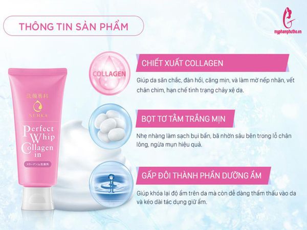 công dụng Sữa rửa mặt Senka Perfect Whip Collagen