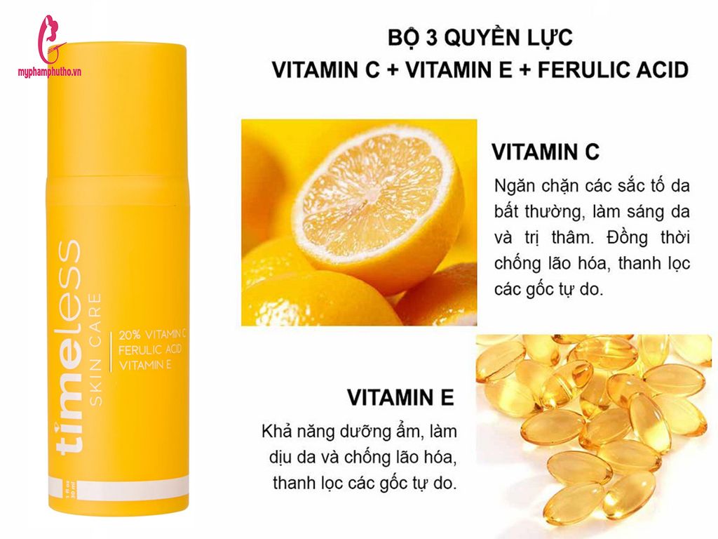 công dụng Tinh chất Timeless 20% Vitamin C + E + Ferulic Acid