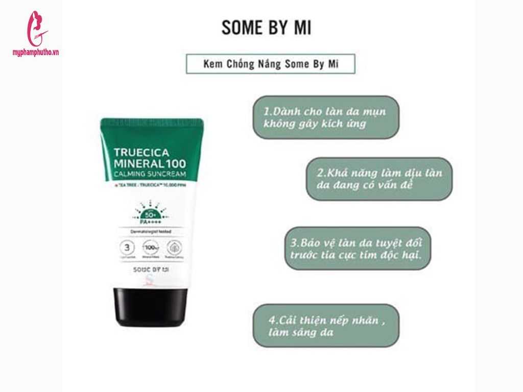 công dụng Kem chống nắng Some by mi Truecica Mineral 100 Calming suncream