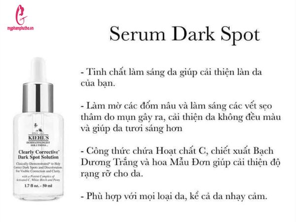 công dụng Tinh chất trị thâm nám Kiehl’s Clearly Corrective Dark Spot Solution