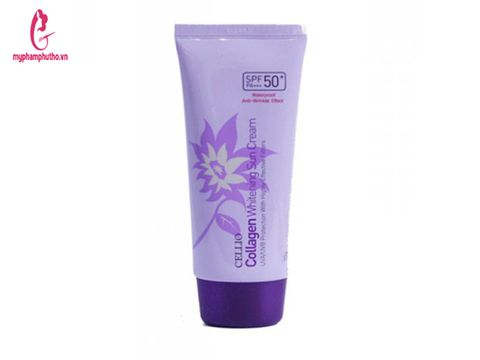 Kem chống nắng Cellio Collagen Whitening Sun Cream SPF50 PA+++ Màu Tím