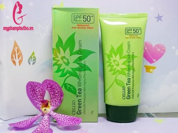 Kem Chống Nắng Cellio Green Tea Whitening Sun Cream SPF50+ PA+++