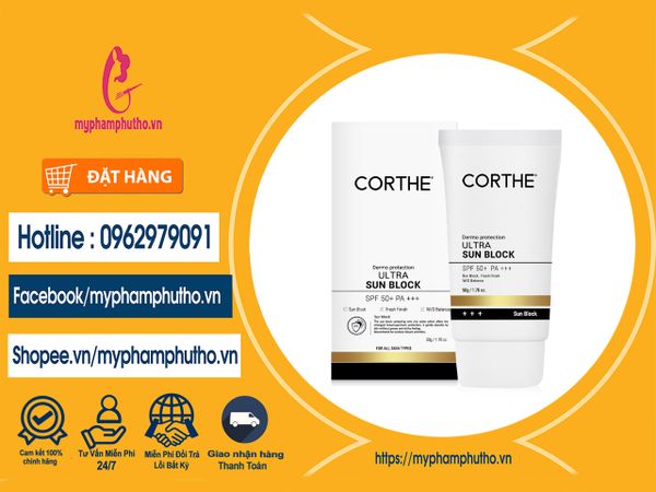 Kem chống nắng Corthe Ultra Sun Block SPF 50+ PA +++ Mua ở Đâu