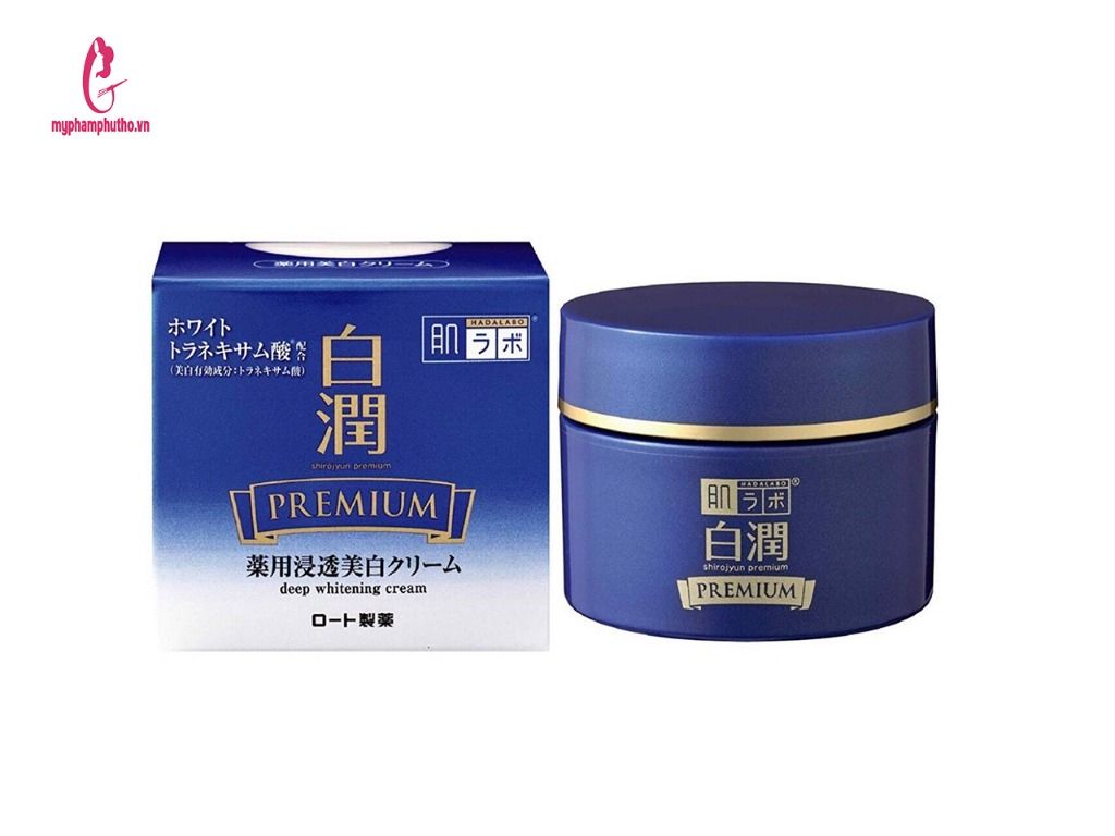 Kem dưỡng Hada Labo Premium 50g chính hãng Nhật Bản dưỡng trắng màu xanh