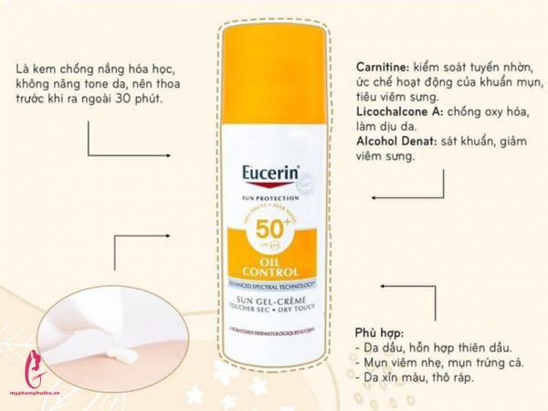 Kem chống nắng  Eucerin Sun Oil Control Dry Touch Spf 50+ ( cho da dầu mụn)