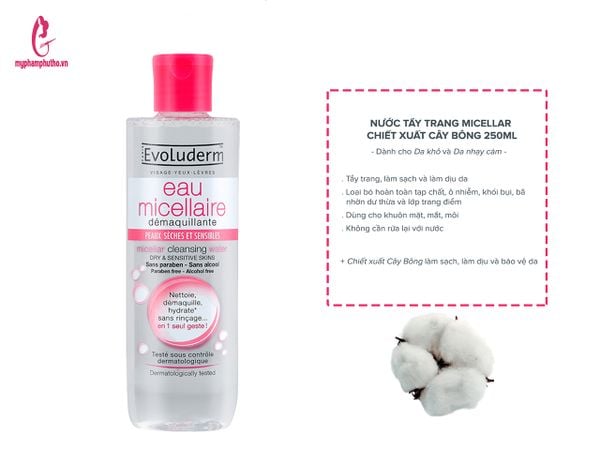 Nước tẩy trang Evoluderm Eau Micellaire Cleansing Water