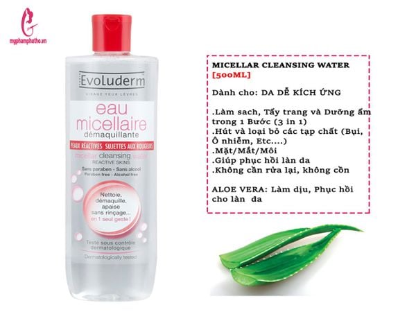Nước tẩy trang Evoluderm Eau Micellaire Cleansing Water