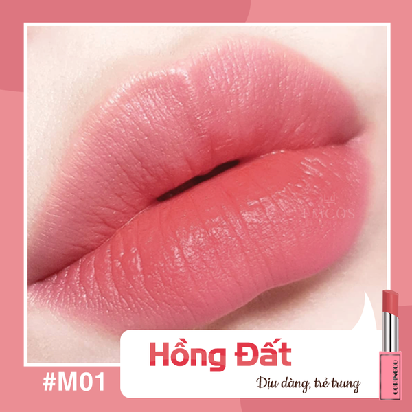 Son thỏi Coringco siêu Lì không chì chính hãng Hàn Quốc màu 01 hồng đất