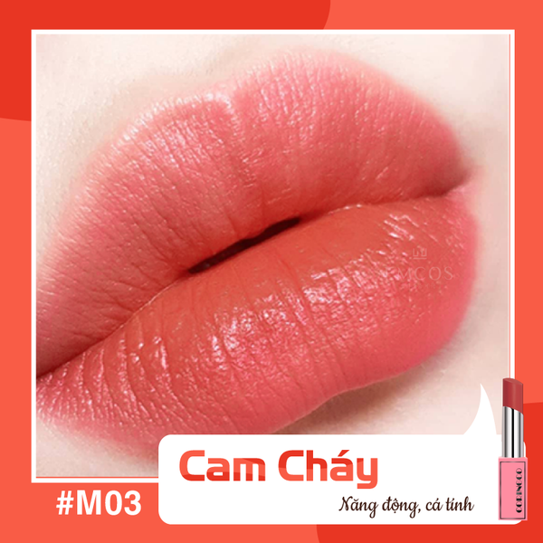 Son thỏi Coringco siêu Lì không chì chính hãng Hàn Quốc màu 03 cam cháy