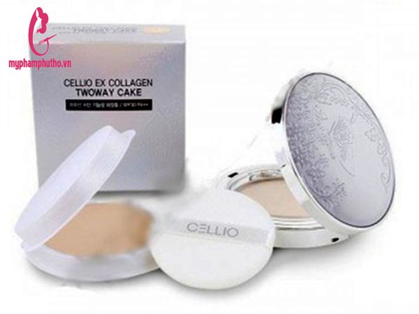 Phấn Phủ siêu mịn Cellio EX Collagen Twoway Cake