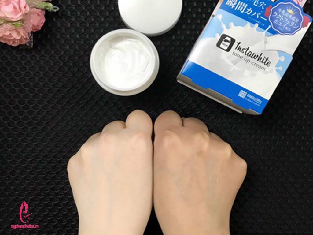 Review Kem dưỡng trắng da Instawhite tone up cream Meishoku Nhật Bản