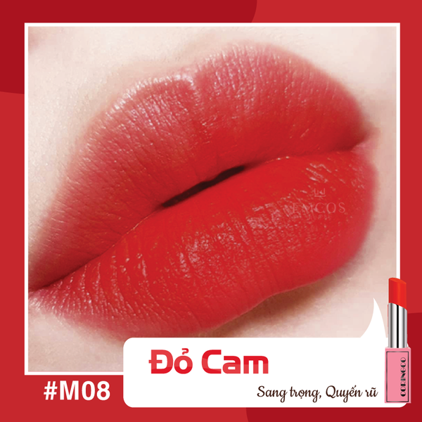 Son thỏi Coringco siêu Lì không chì chính hãng Hàn Quốc màu 08 cam đào