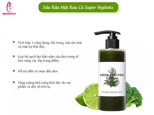 Sữa rửa mặt rau củ màu xanh