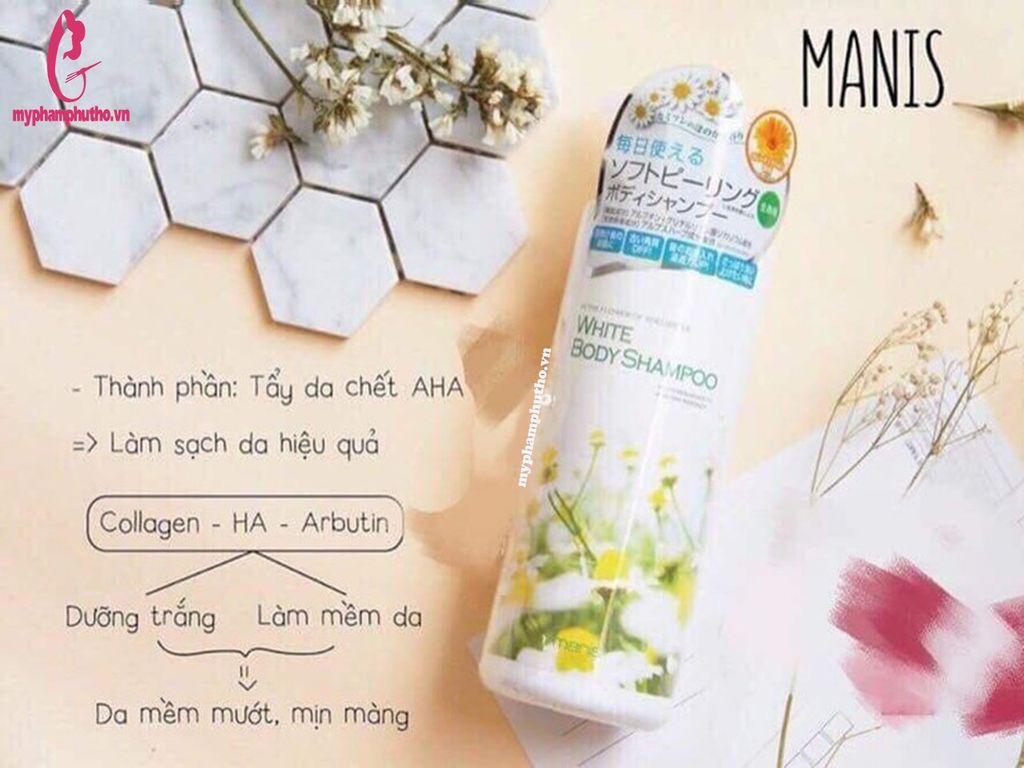 công dụng Sữa tắm trắng da toàn thân Manis White Body Nhật Bản