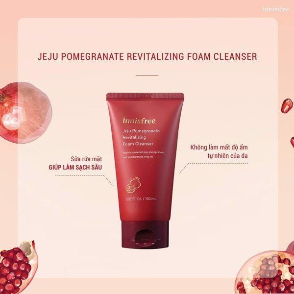 công dụng sữa rửa mặt innisfree lựu đỏ