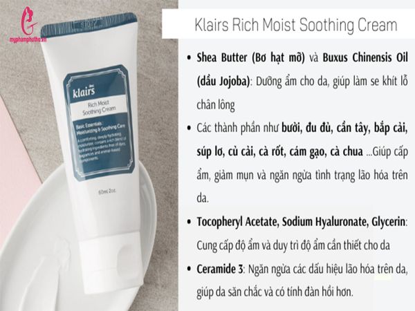 Kem dưỡng ẩm Klairs Rich Moist Soothing Cream