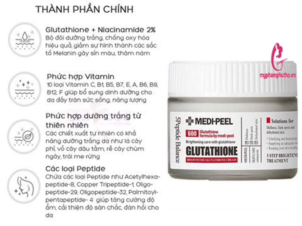 thành phần Kem Dưỡng Trắng Da Medi-Peel Bio-Intense Glutathion 600