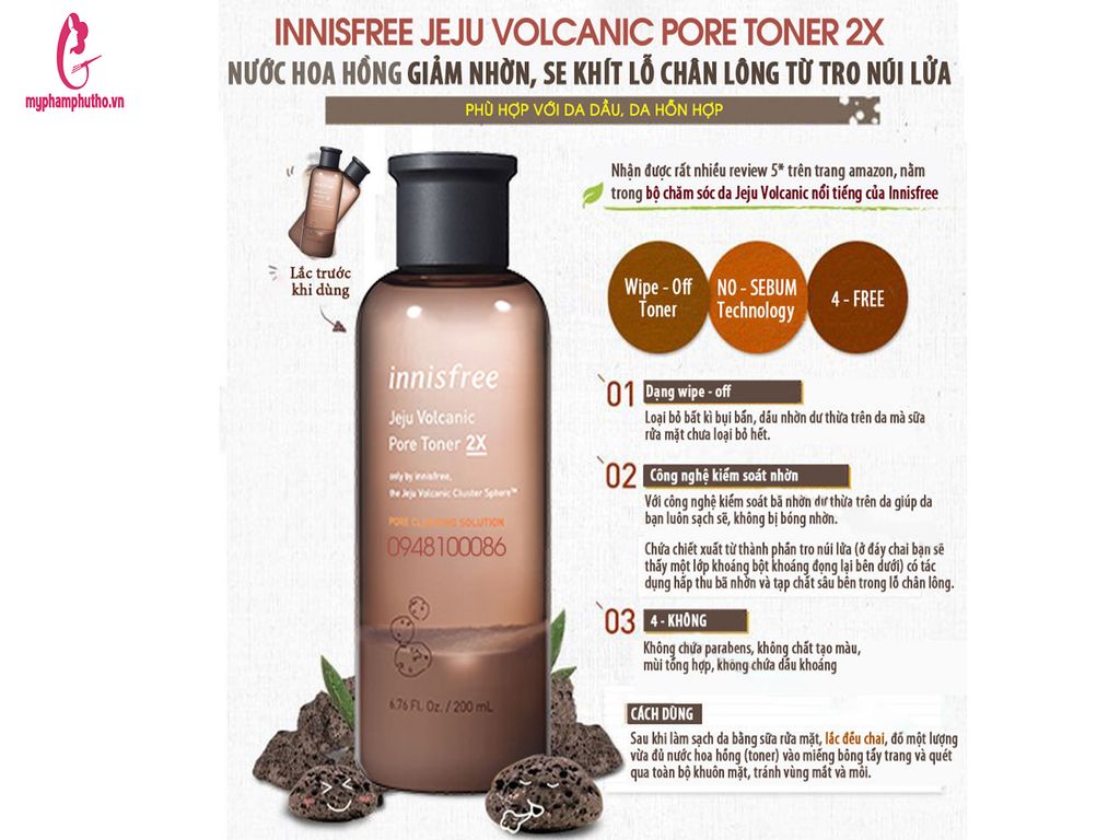 thành phần Nước Hoa Hồng Tro Núi Jeju Volcanic Pore Toner 2X