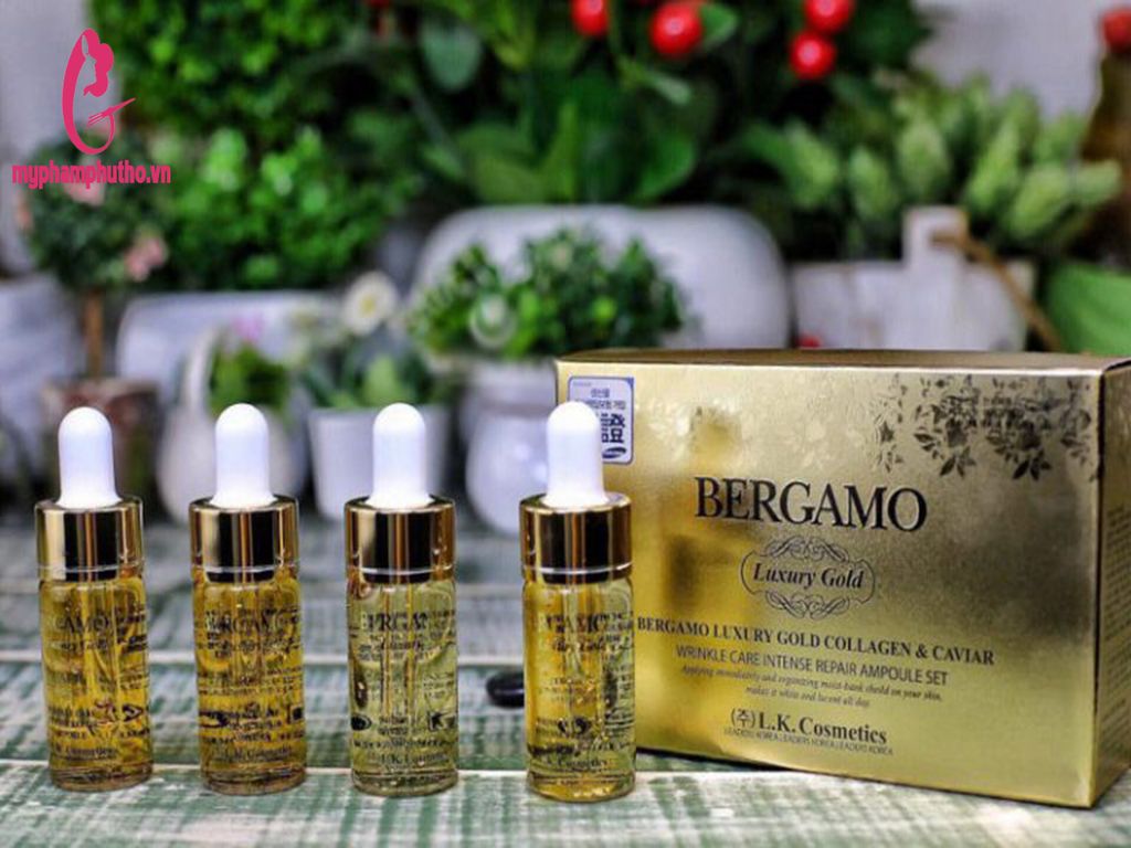 công dụngTinh chất phục hồi Bergamo Luxury Gold Serum vàng 24k Collagen & Caviar