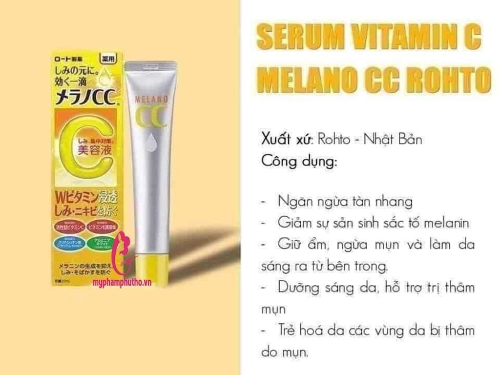 công dụng Tinh Chất Dưỡng Trắng, trị thâm mụn Serum Vitamin C Melano CC Rohto