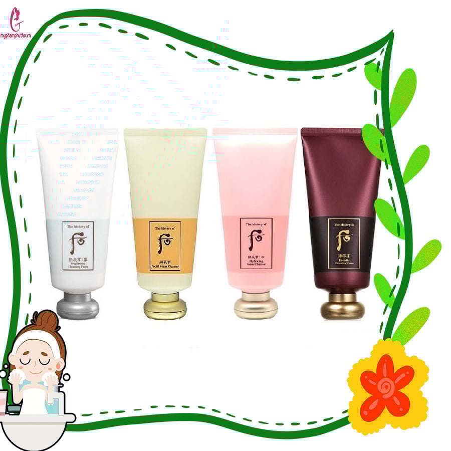 Sữa rửa mặt Whoo các màu vàng trắng đỏ hồng chính hãng Hàn Quốc