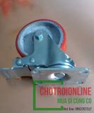 Bánh xe màu đỏ phi 100 khóa xoay