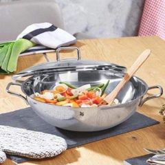 Chảo sâu lòng WMF Wok Party 28 cm, nắp vung kính