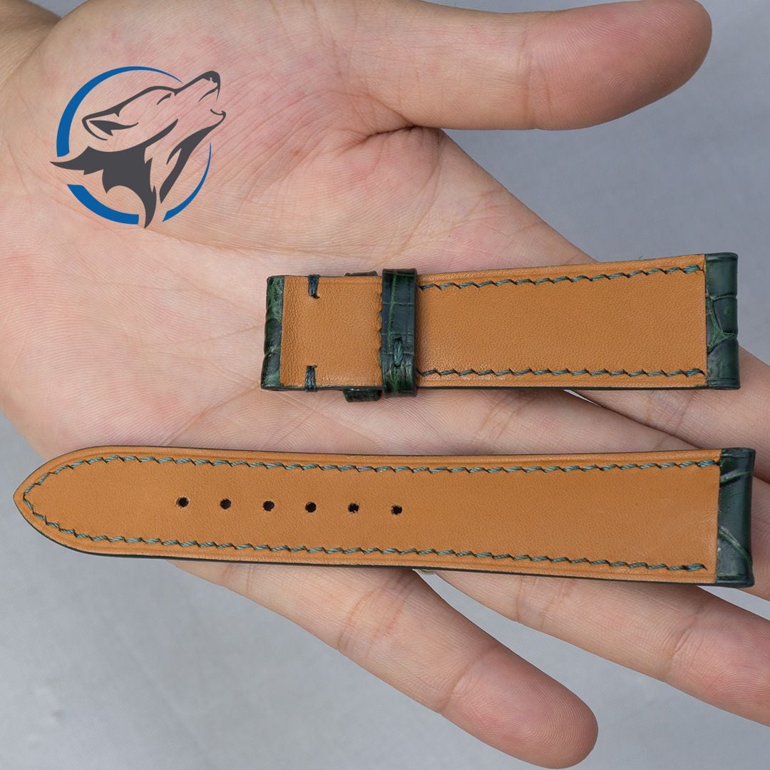 Dây Đồng Hồ Da Cá Sấu Xanh Lá DDH-CS049