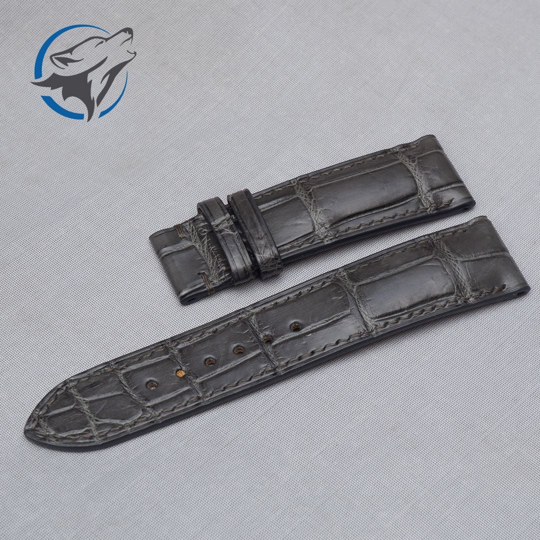 Dây Da Đồng Hồ Cá Sấu Xám DDH-CS047