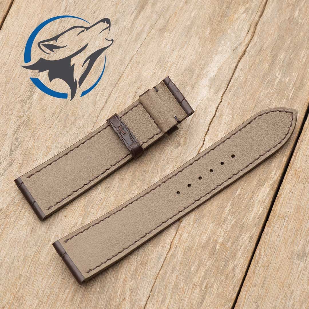 Dây Đồng Hồ Da Cá Sấu Nhập Khẩu Pháp Màu Nâu DDH-CS044