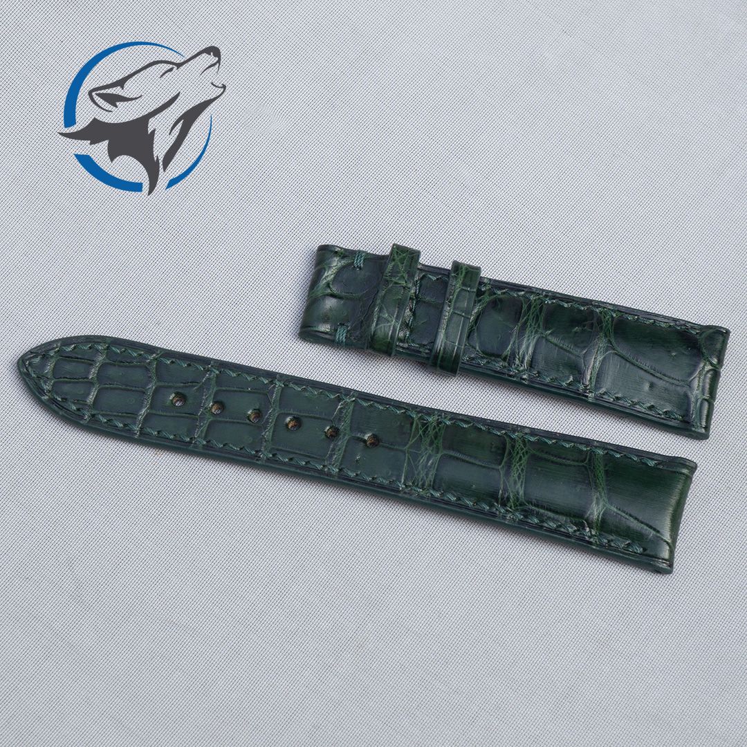 Dây Đồng Hồ Da Cá Sấu Xanh Lá DDH-CS049