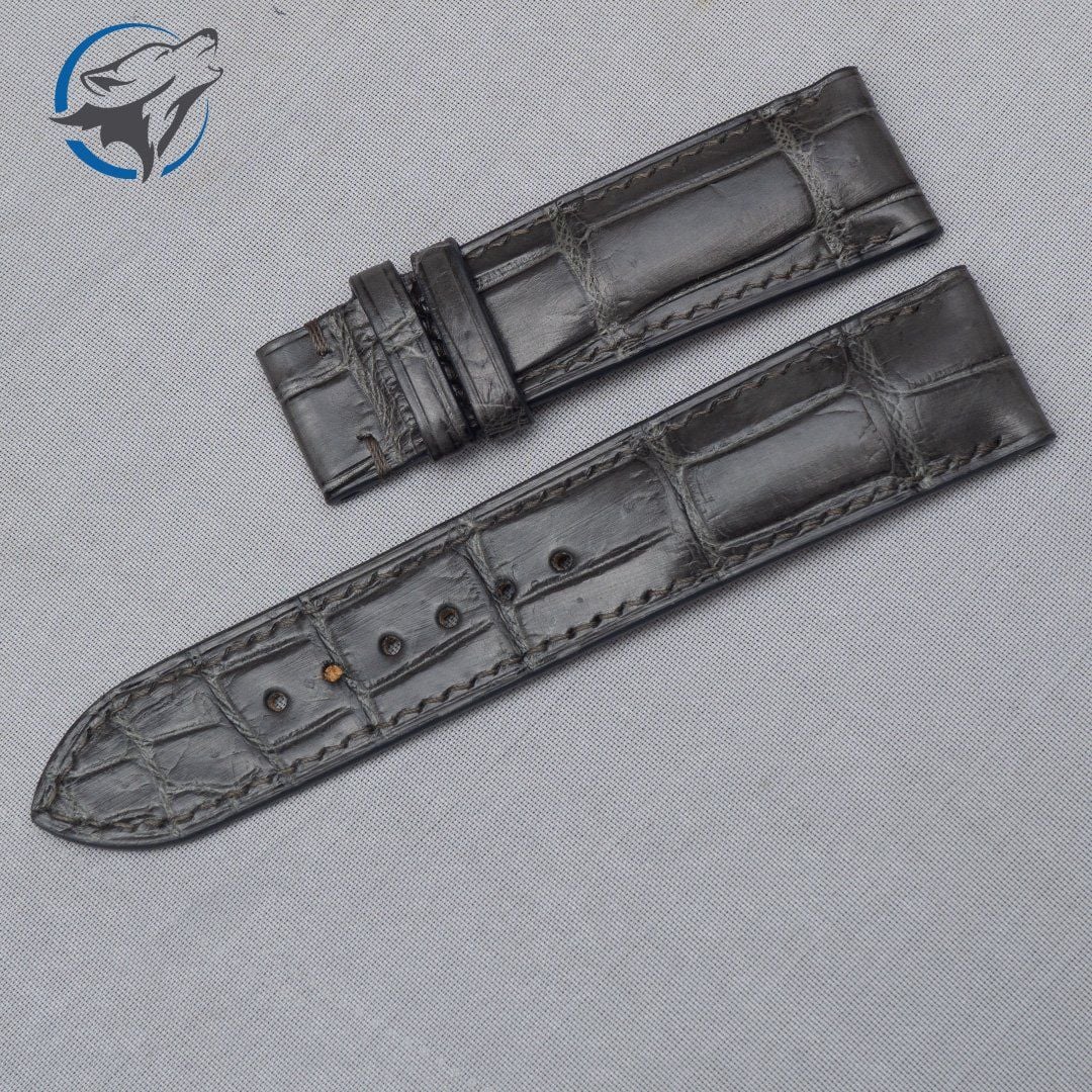 Dây Da Đồng Hồ Cá Sấu Xám DDH-CS047