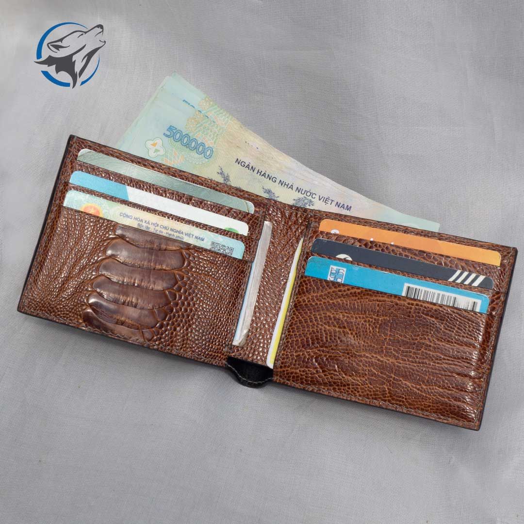 Ví Da Nam Đà Điểu 2 Mặt Handmade VDD-010