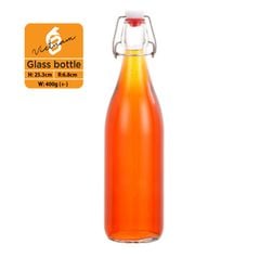 Chai thủy tinh tròn nắp kẹp inox 500ml