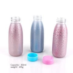 Chai nước thủy tinh xanh, hồng có nắp nhựa 350ml