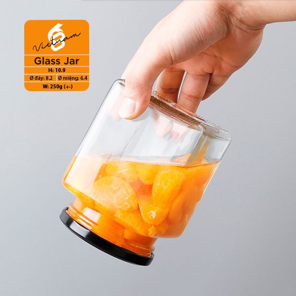 Hũ thủy tinh lục giác nắp thiếc 500ml