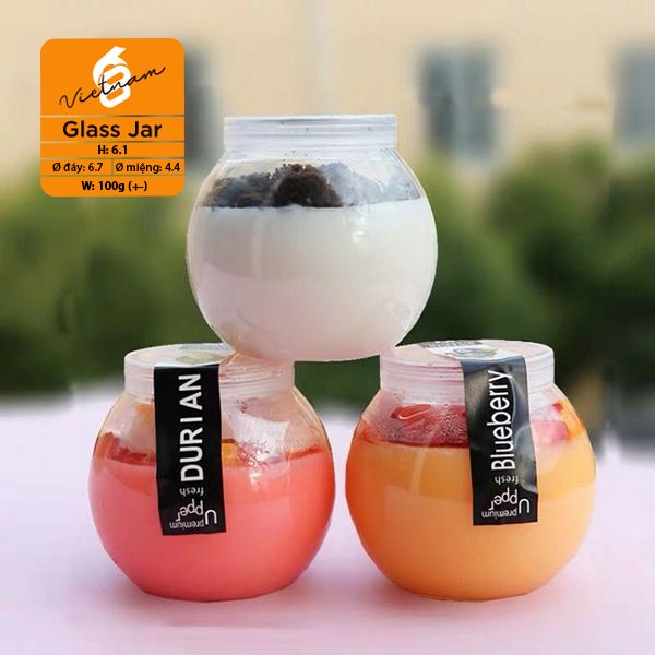 Hũ thủy tinh sữa chua tròn nắp nhựa 100ml