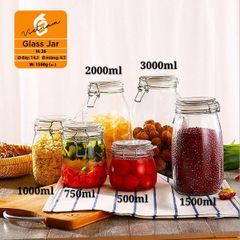 Hũ thủy tinh tròn nắp khóa 3000ml