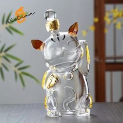 Chai lọ thủy tinh 12 con giáp - Mèo Thần Tài 1000ml