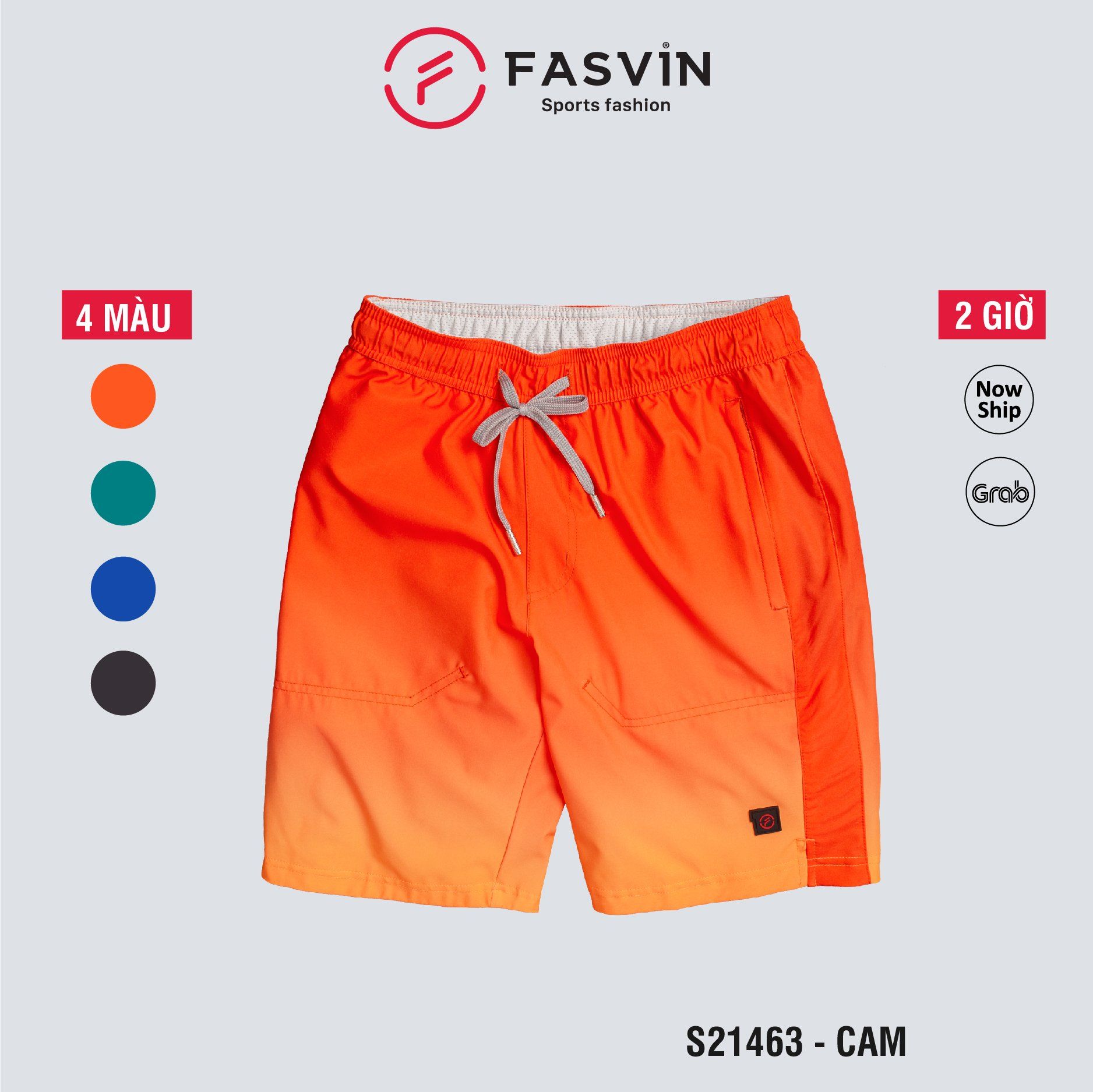  Quần short nam thể thao Fasvin vải gió in thăng hoa co giãn mềm mát S21463 
