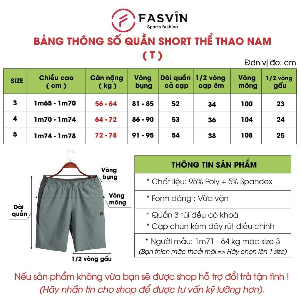  Quần Đùi Nam FASVIN dáng lửng Vải Đẹp Hàng Nhà Máy Chất Lượng Cao Thể Thao Hay Mặc Nhà T23557 