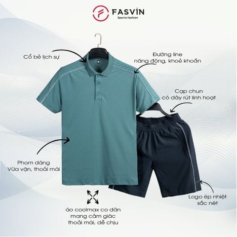  Bộ Quần Áo Thể Thao Nam Polo FASVIN AB25661 Mềm mại co giãn thoáng mát 