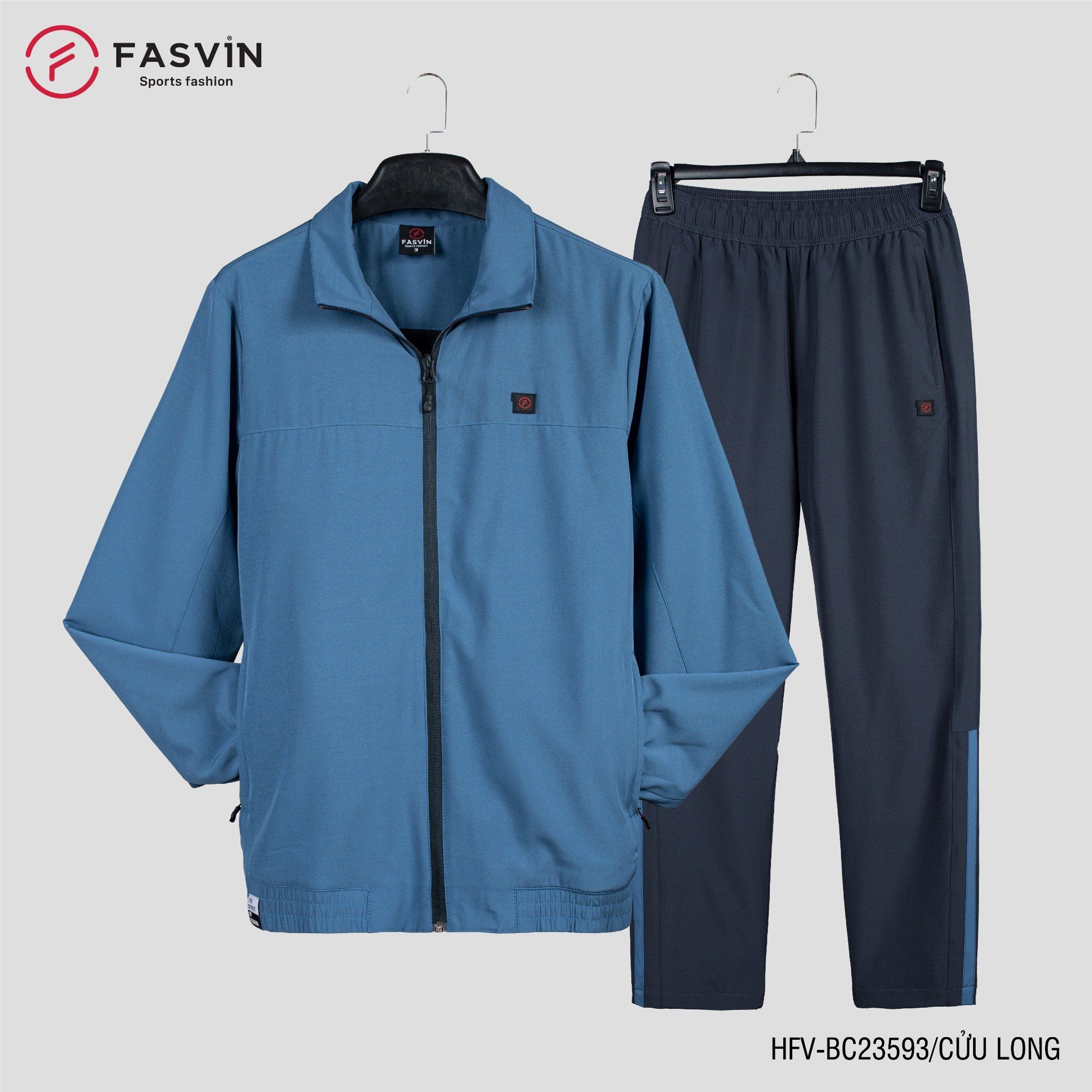  Bộ quần áo gió nam 2 lớp FASVIN BC23593 vải thể thao cao cấp lót vải thun hàng chính hãng 