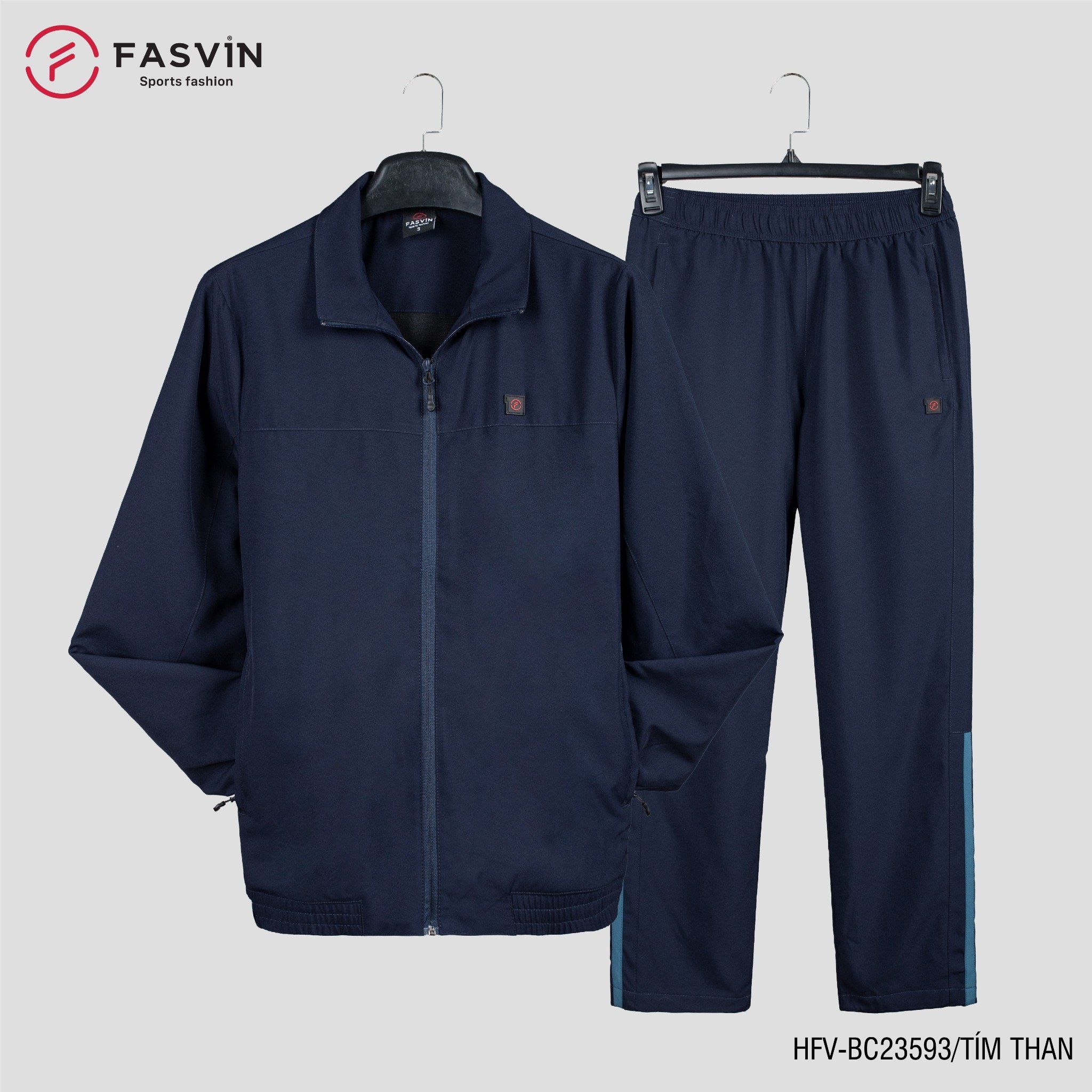  Bộ quần áo gió nam 2 lớp FASVIN BC23593 vải thể thao cao cấp lót vải thun hàng chính hãng 