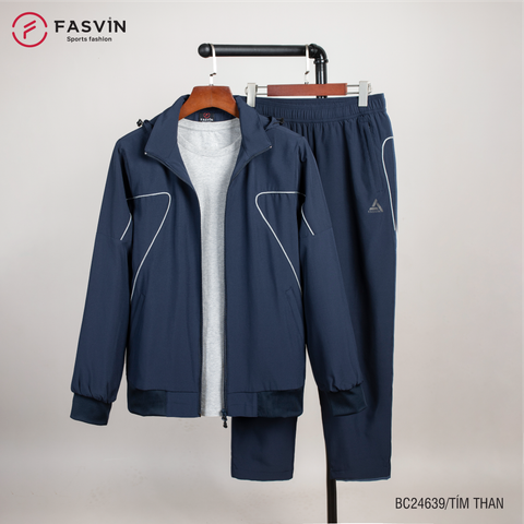 Bộ quần áo gió nam 2 lớp có mũ FASVIN BC24639 vải thể thao cao cấp lót vải thun hàng chính hãng 
