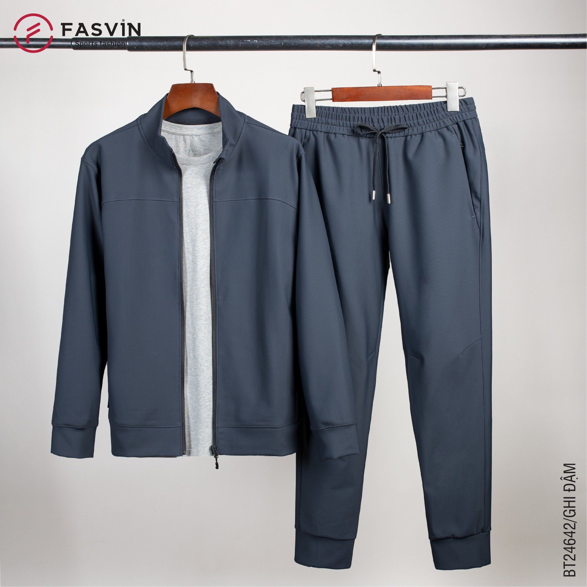  Bộ quần áo thể thao nam chất nỉ thun 01 lớp Fasvin BT24642 vải Nylon cao cấp co giãn thoải mái chất lượng tốt 