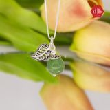  Strawberry Quartz Crystal Silver Pendant- Mặt Dây Chuyền Bạc 925 Đá Thạch Anh Dâu Xanh Charm Bạc Chiếc Lá 