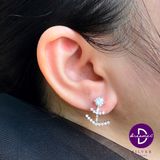  Hoa Tai Bạc 925 Earjackets Hình Đôi Vòng Cung Đính Đá - Double Smiley 680EJ 