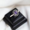 Amethyst Oval Gemstone Dottie Line Silver Ring - Nhẫn Bạc 925 Đá Thạch Anh Tím