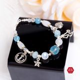  Vòng Đá Aquamarine Kết Hợp Lu Thống Moonstone Phối Charm Sea Lover 